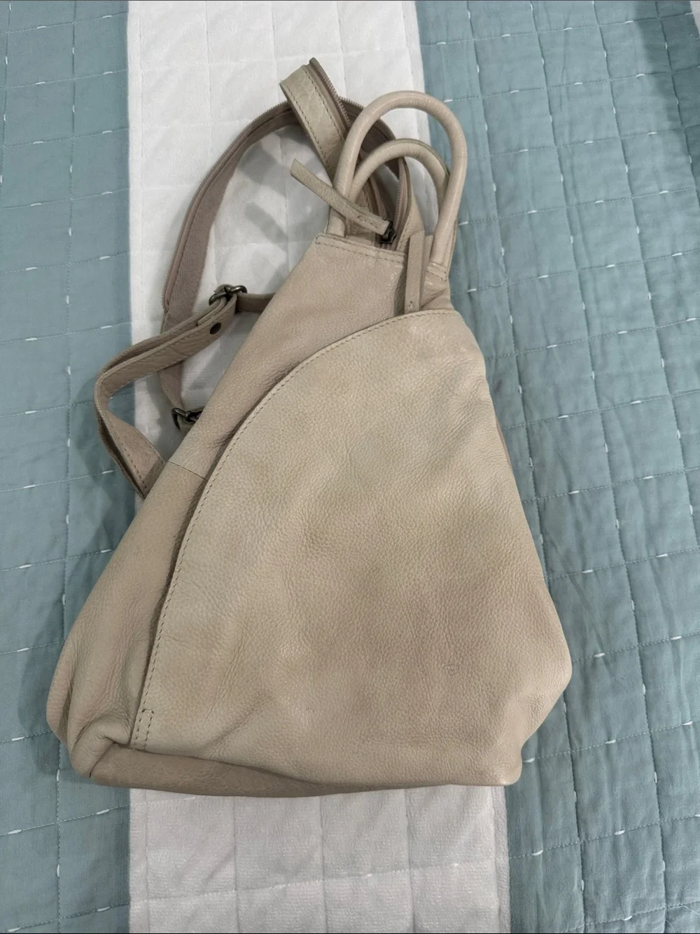 Free People Pebbled Leather Cream Backpack